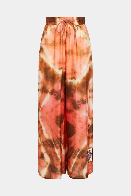 Bind farvestofprint høje talje bukser sold by Micas