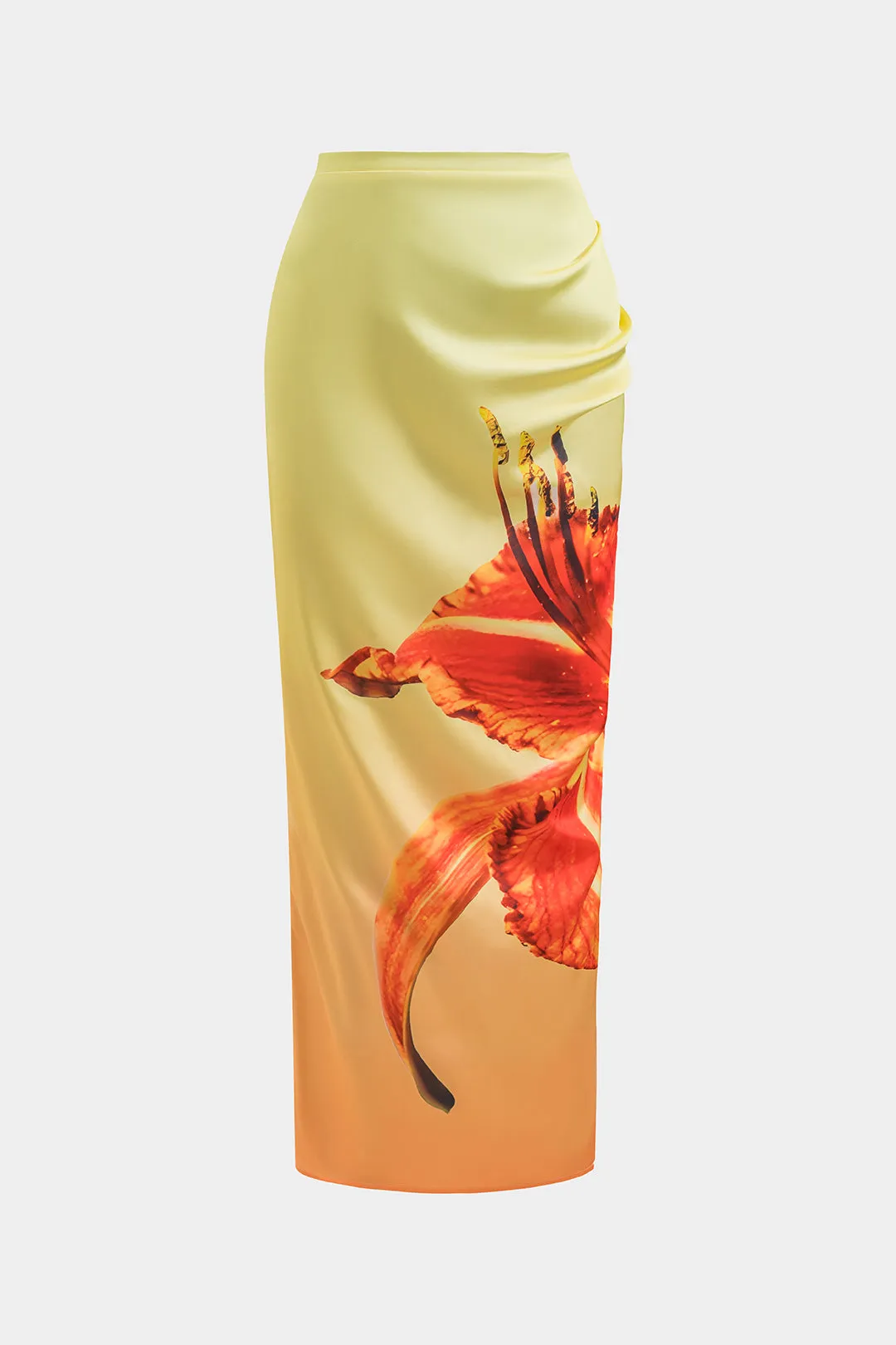 Blomsterprint satin asymmetrisk nederdel sold by Micas