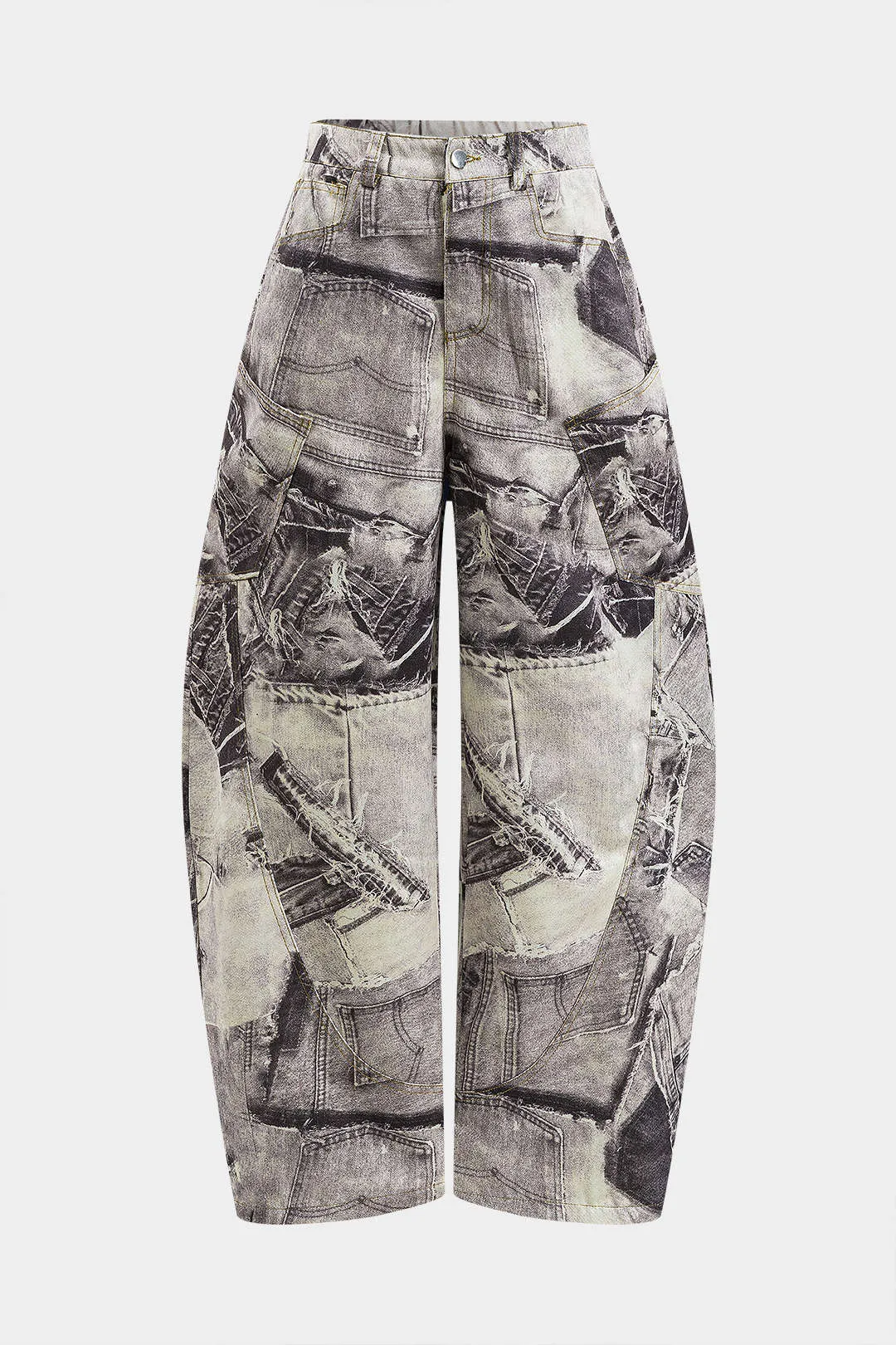 Abstrakt print knapede lomme tønde bukser sold by Micas product image thumbnail 2