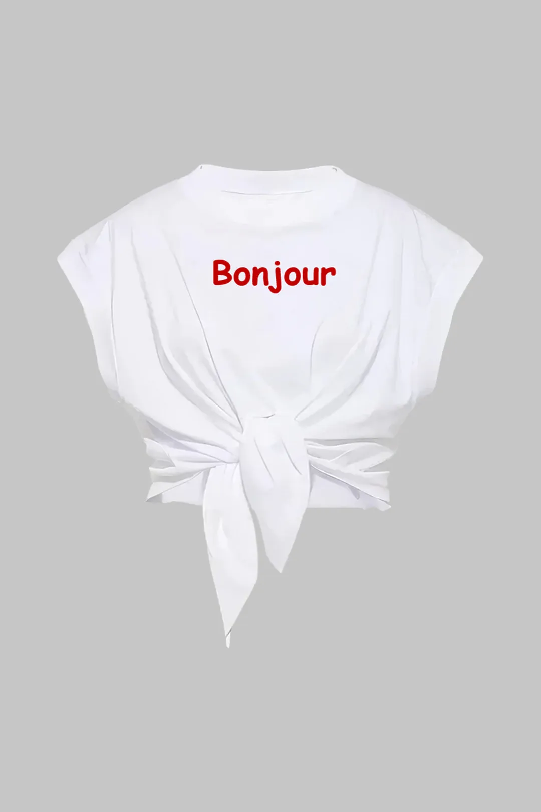 Plus størrelse brevprint slips front rund hals t-shirt sold by Micas