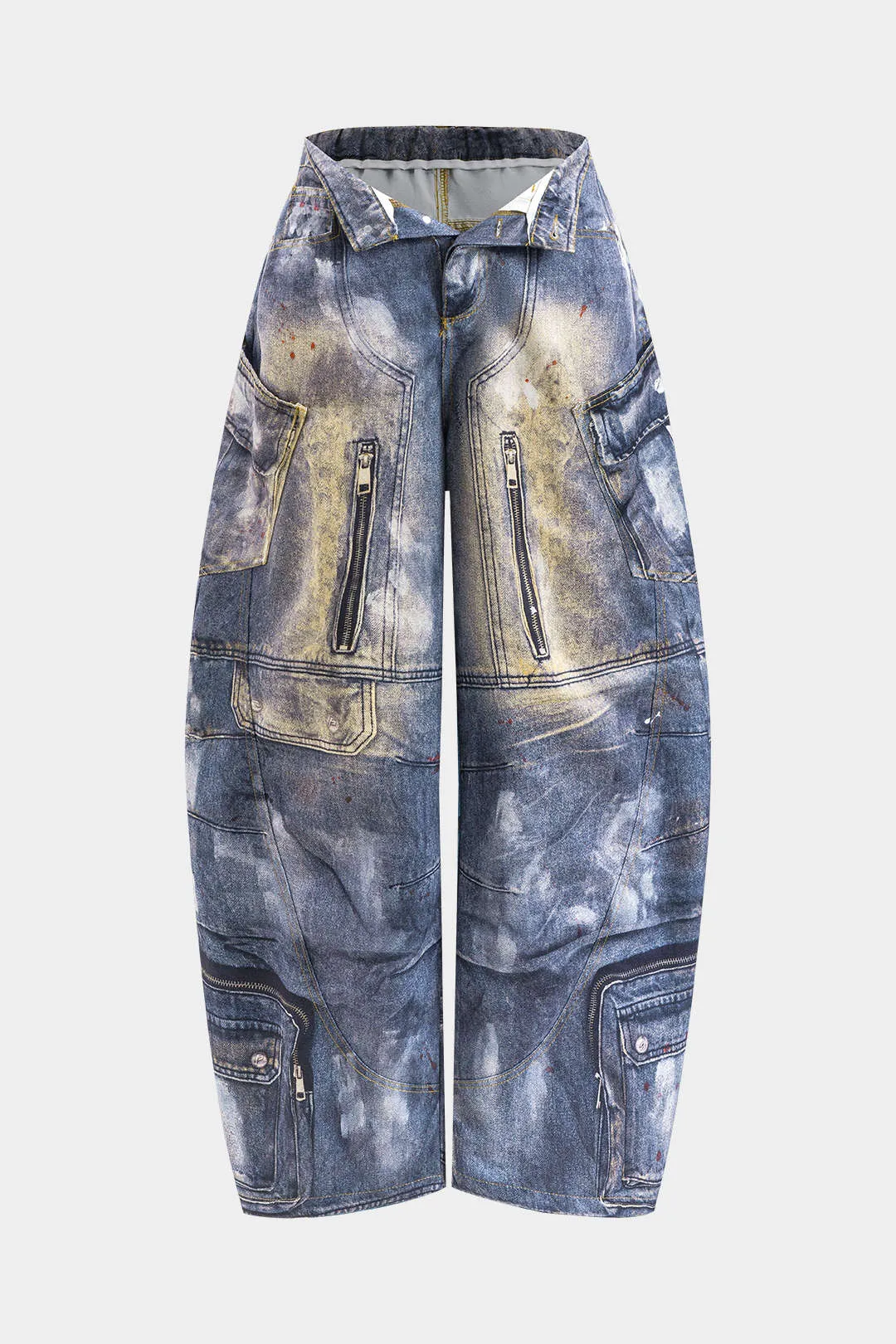 Abstract print lomme tønde bukser sold by Micas