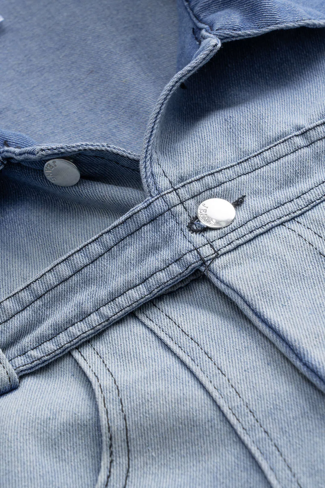 Denim metallisk knap patchwork vest sold by Micas product image thumbnail 3