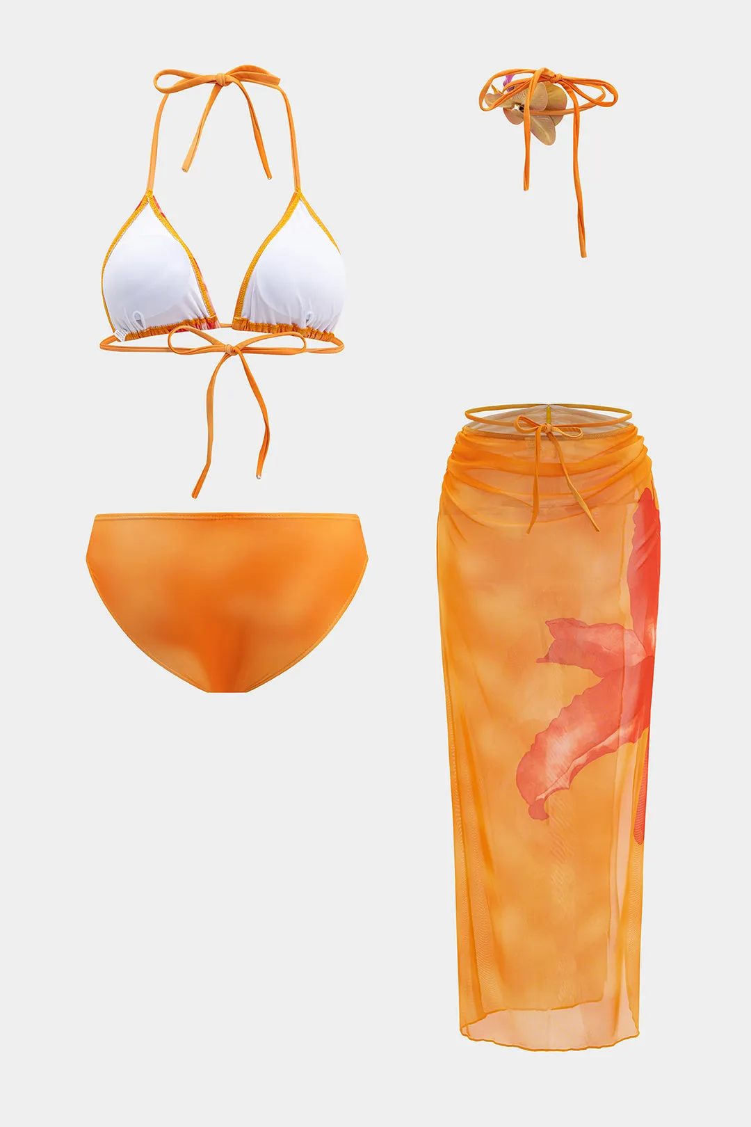 Blomsterprint Mesh 3d Blomsterbinding Bikini-trest stykker sæt sold by Micas product image thumbnail 2