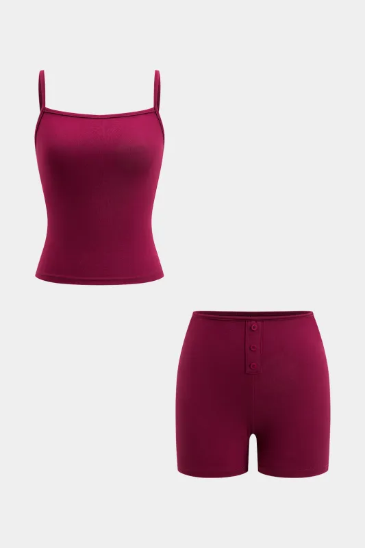 Solid cami top og shorts sæt sold by Micas