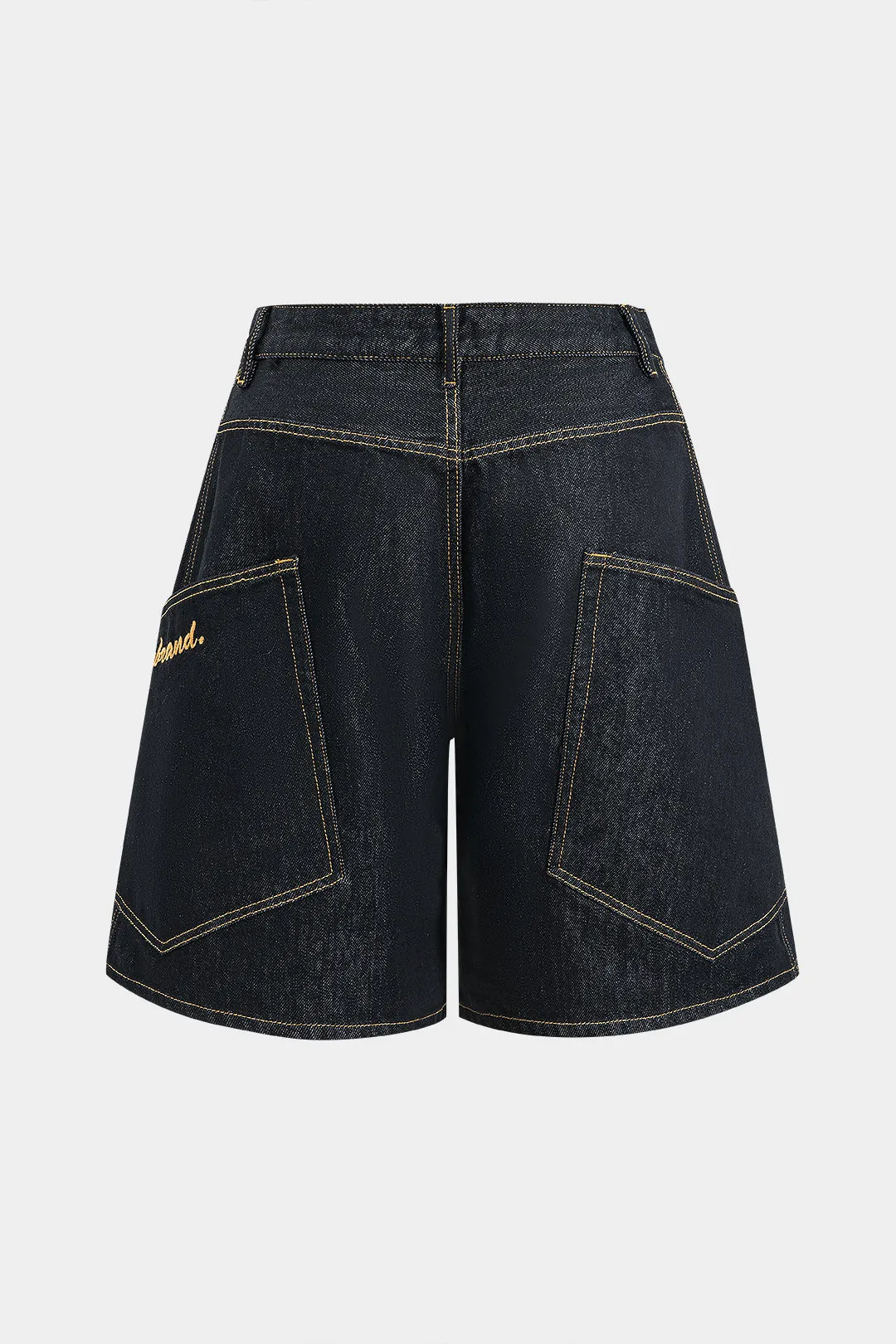 Denim broderi -knap Pocket Stitching Shorts sold by Micas product image thumbnail 2