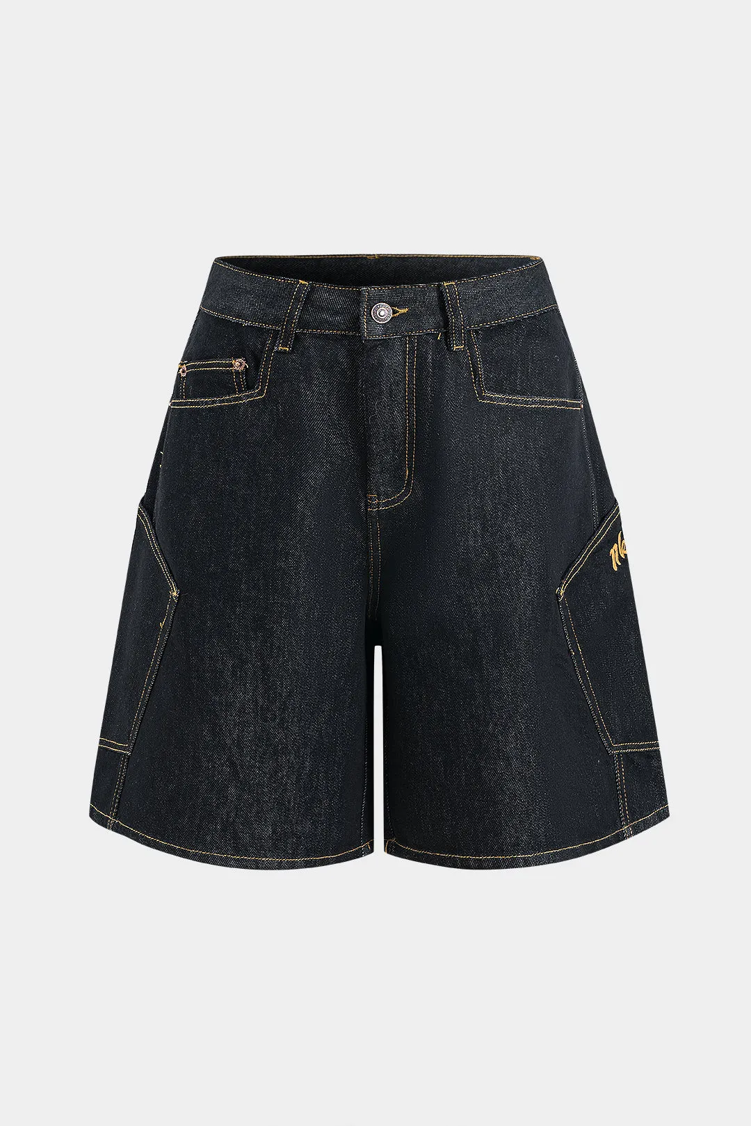 Denim broderi -knap Pocket Stitching Shorts sold by Micas