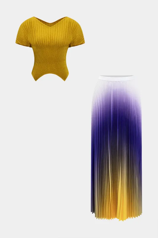 Solid Ruched Top og Ombre nederdel sold by Micas