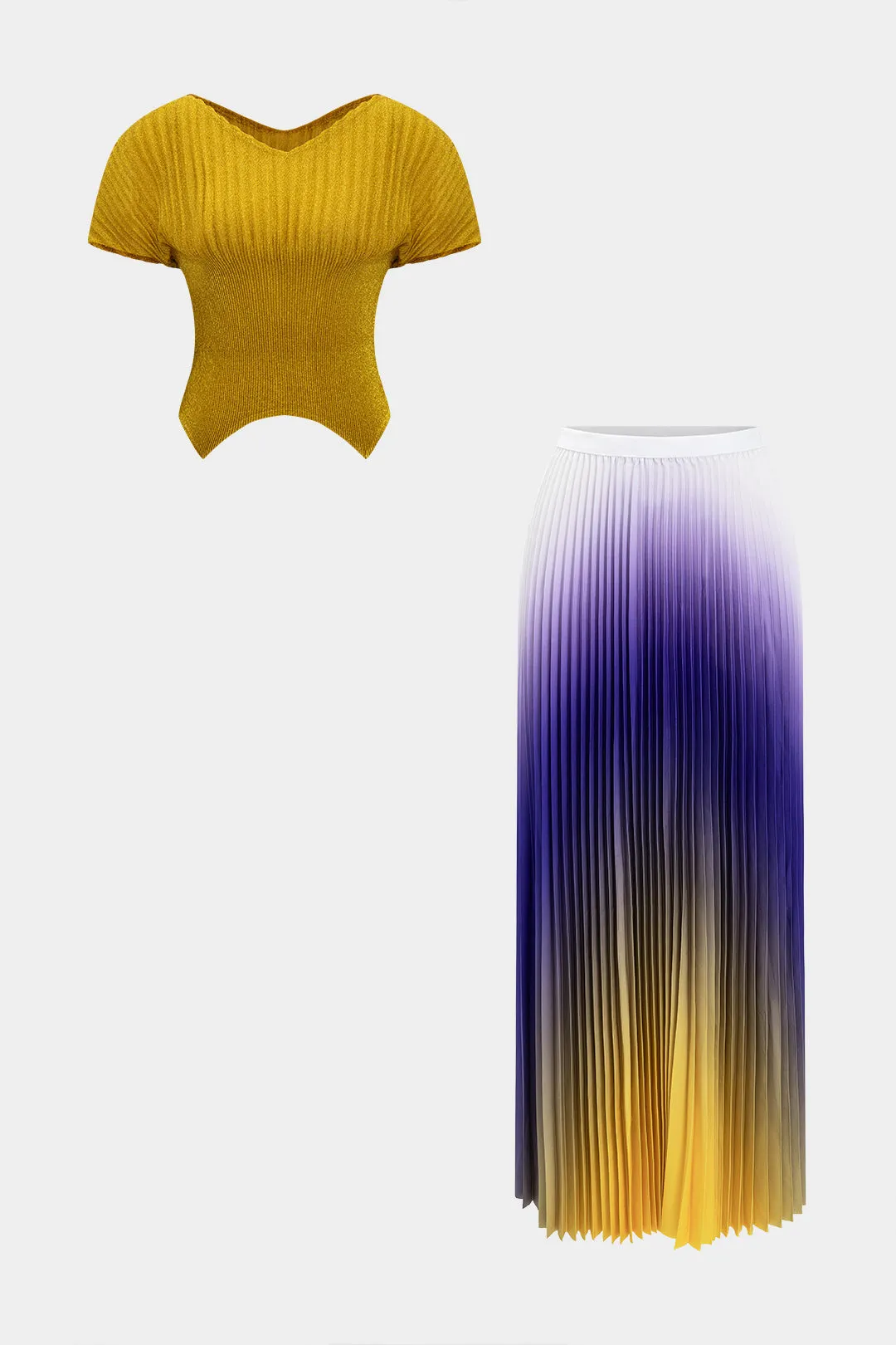 Solid Ruched Top og Ombre nederdel sold by Micas