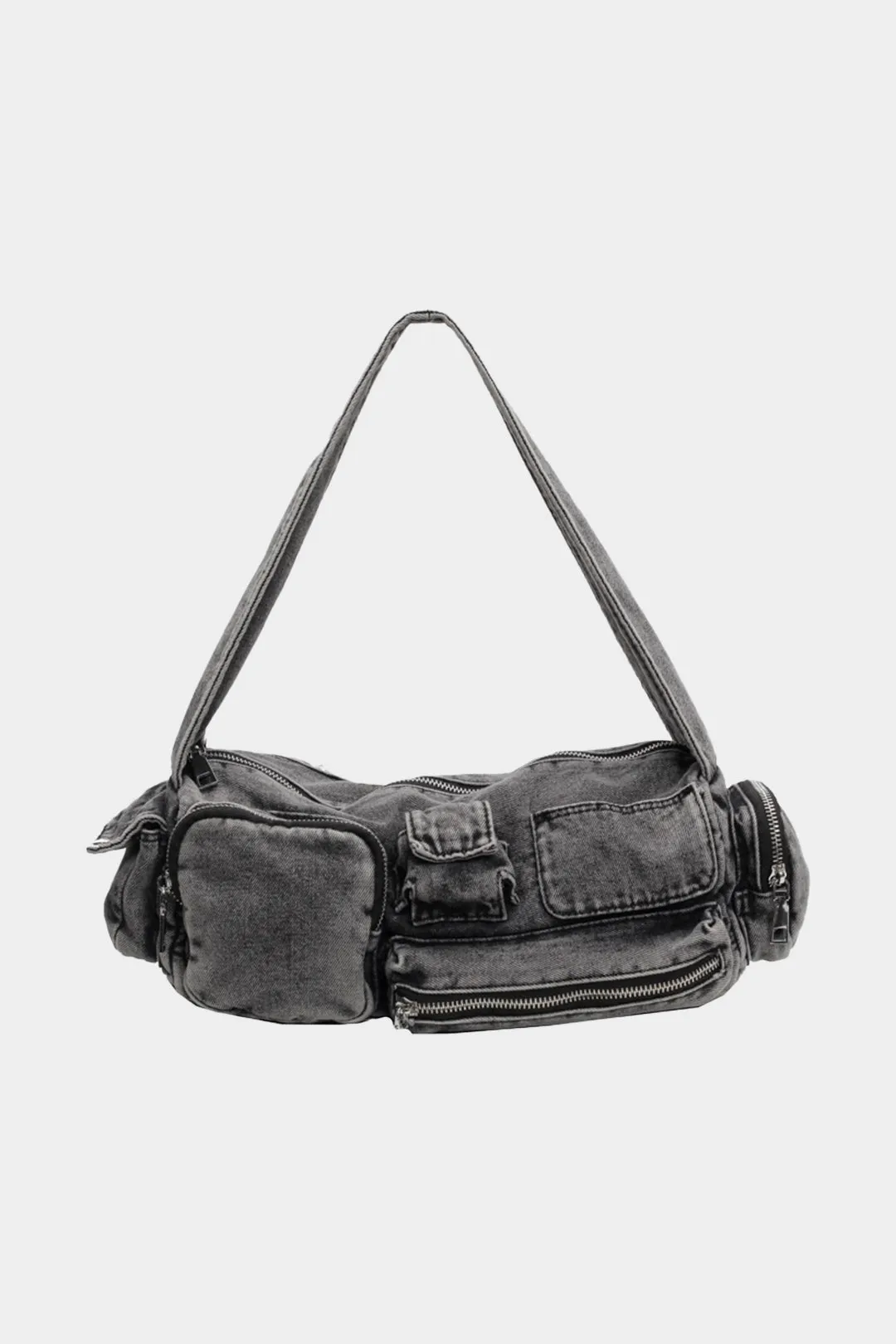 Denim lynlås lomme taske sold by Micas