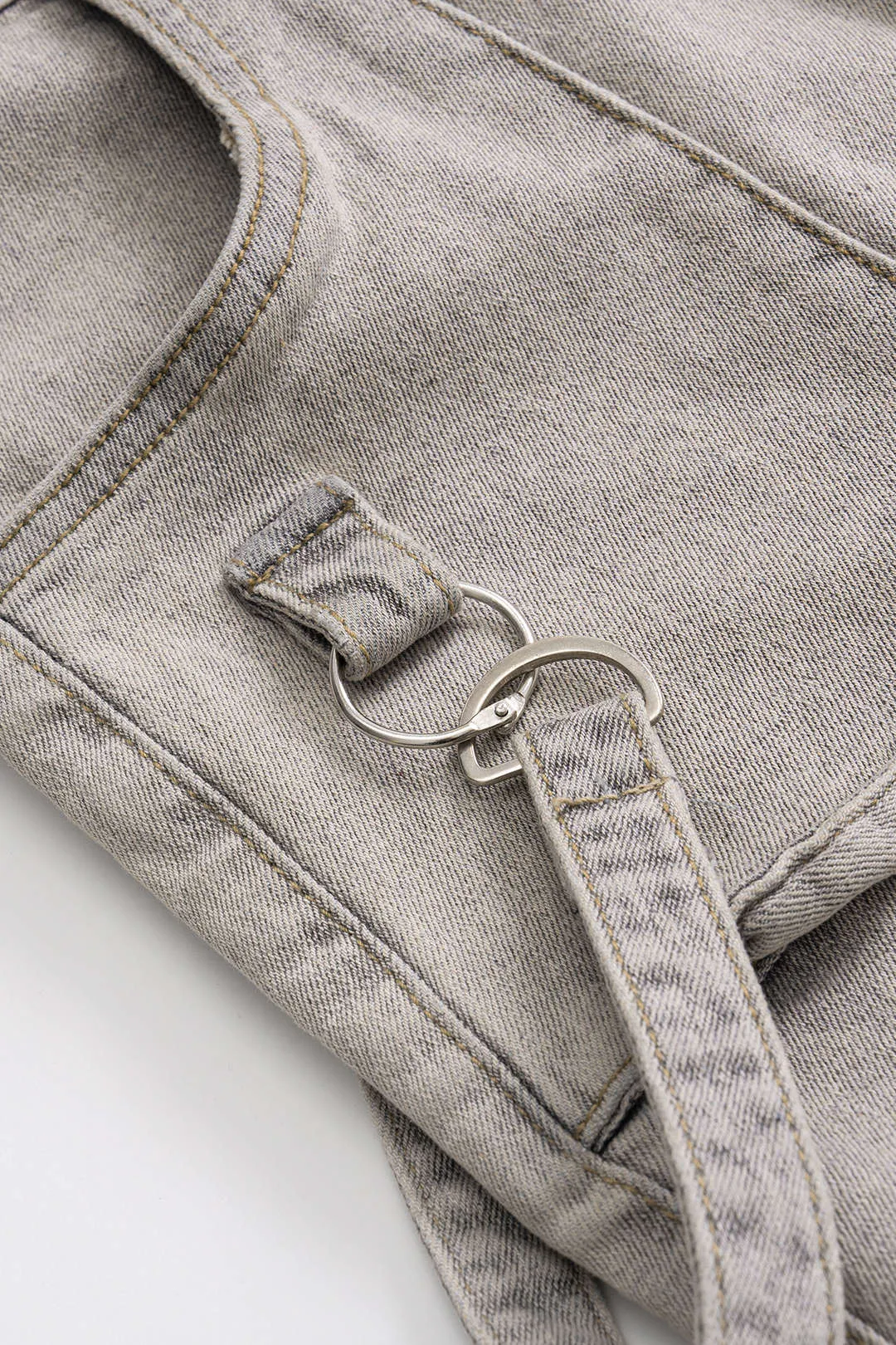 Denim Metallic Decor Patchwork Pocket Skirt sold by Micas product image thumbnail 3