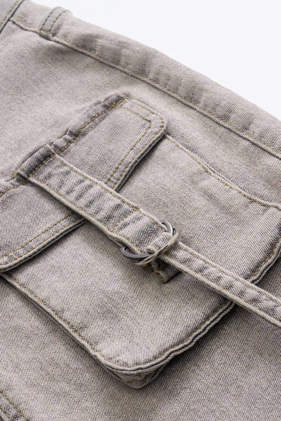 Denim Metallic Decor Patchwork Pocket Skirt sold by Micas product image thumbnail 4