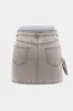 Denim Metallic Decor Patchwork Pocket Skirt sold by Micas