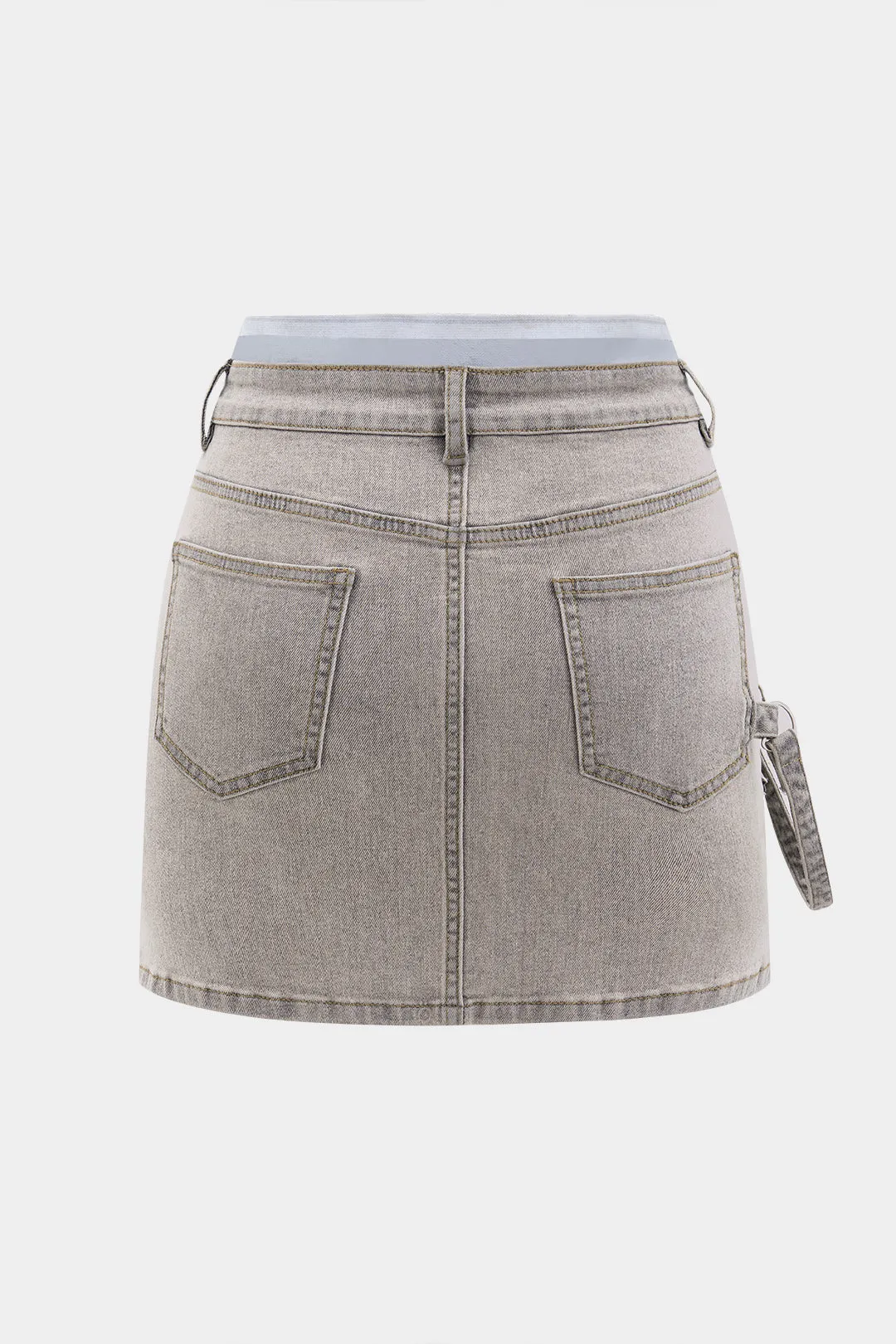 Denim Metallic Decor Patchwork Pocket Skirt sold by Micas product image thumbnail 2