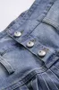 Denim plisseret høj talje Mentalisk indretning nederdel sold by Micas
