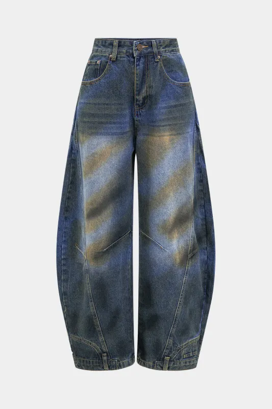 Dirty Denim Wide Leg Barrel Jeans sold by Micas