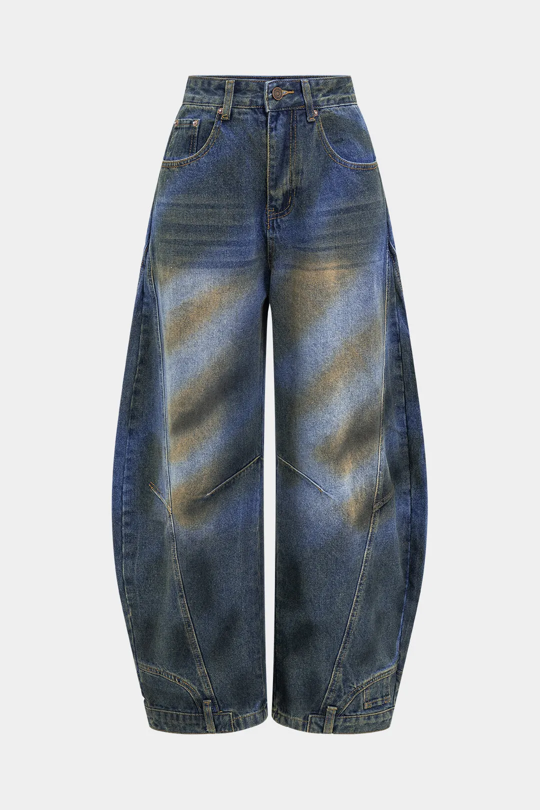 Dirty Denim Wide Leg Barrel Jeans sold by Micas
