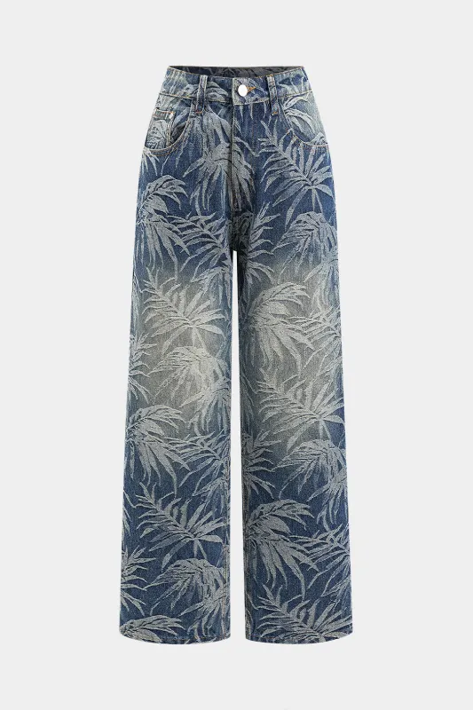 Jacquard denim lige ben jeans sold by Micas