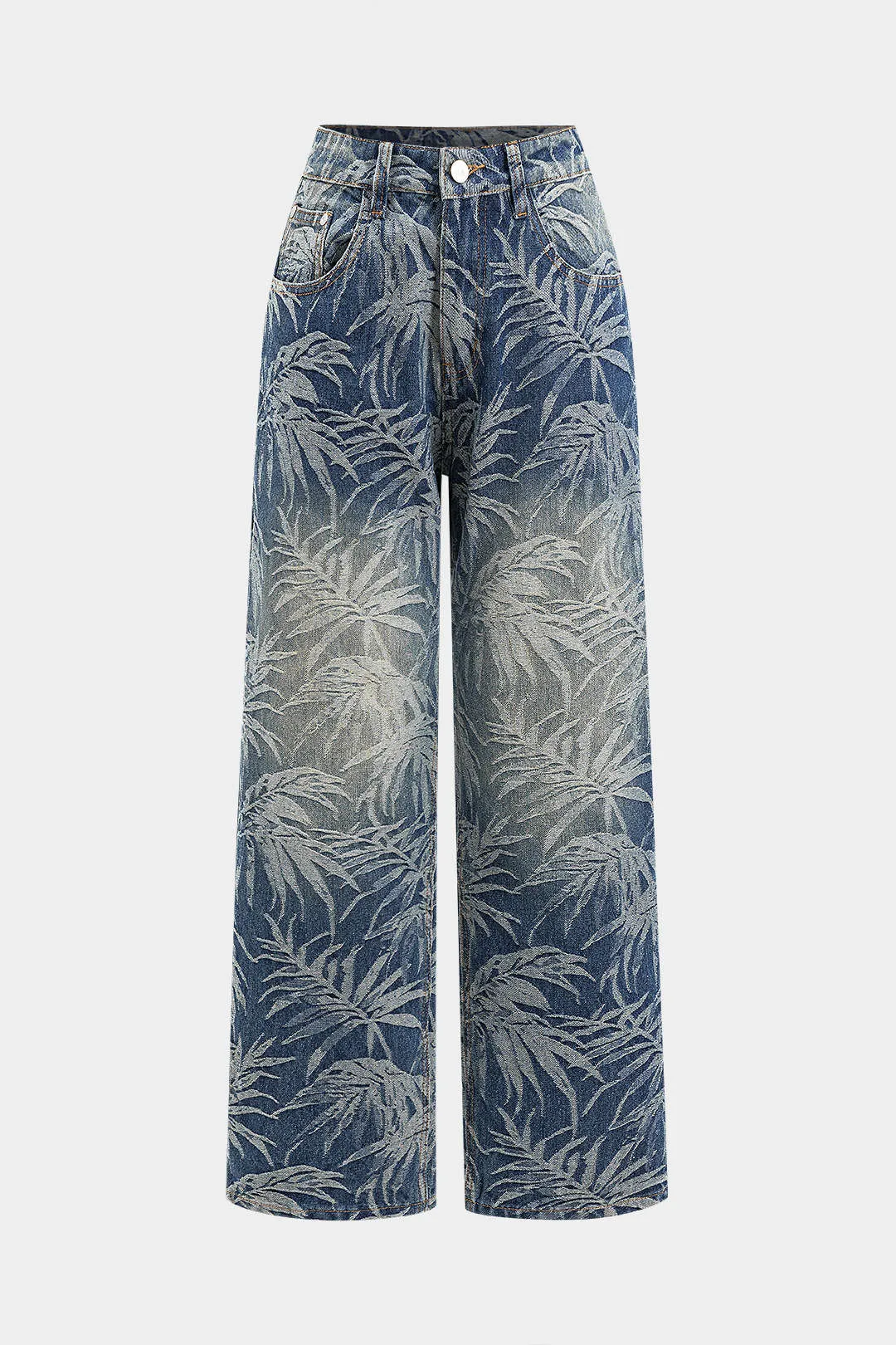 Jacquard denim lige ben jeans sold by Micas