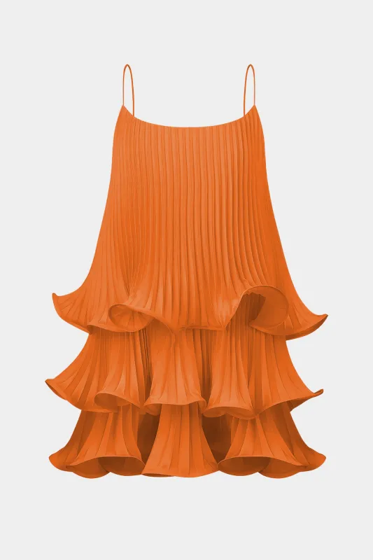 Chiffon Pleated Ruffle Sleeveless Mini Dress sold by Micas