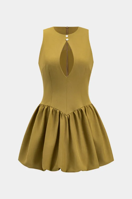 Button Cut Out Zipper Sleeveless Mini Dress sold by Micas