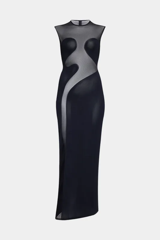 Mesh Sheer Patchwork Sleeveless Maxi Dress sold by Micas