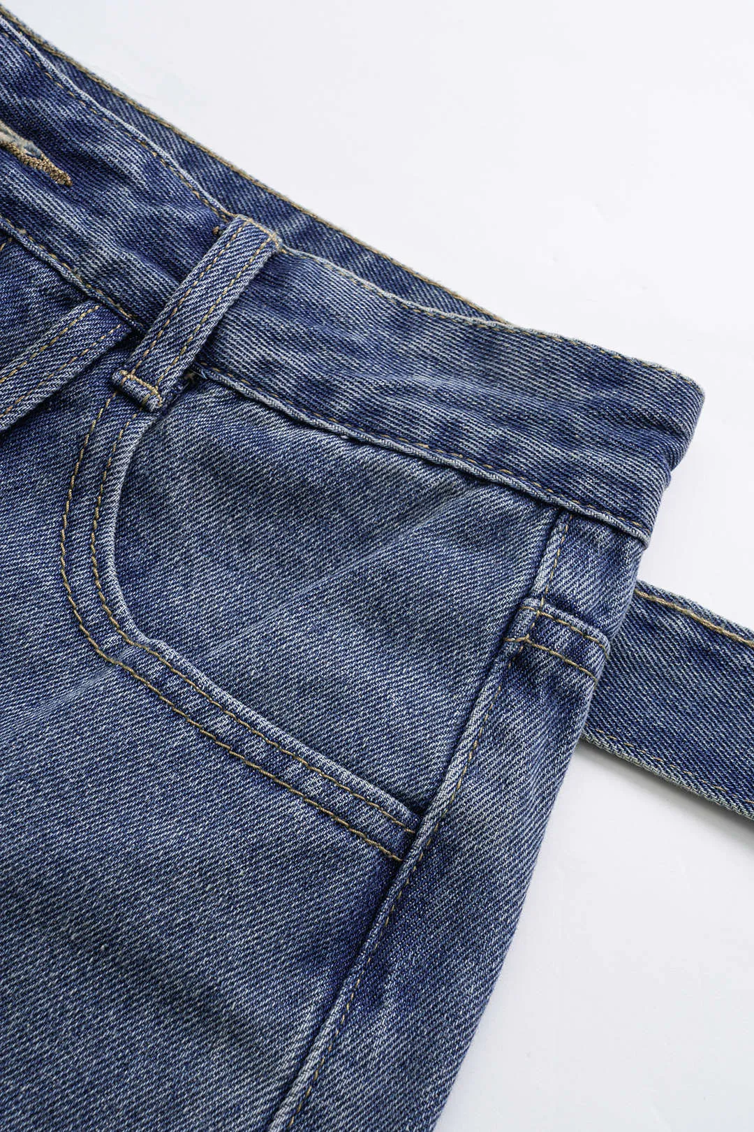 Denim Pocket Belt Asymmetrical Shorts sold by Micas product image thumbnail 5