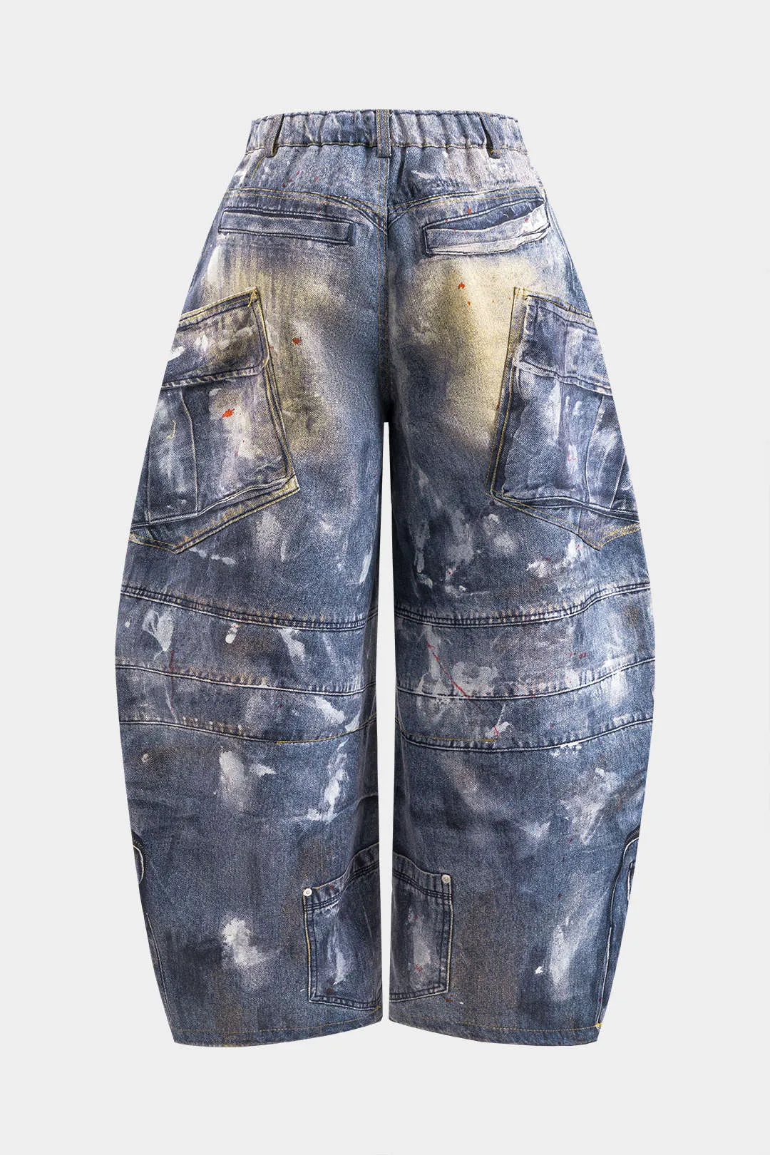 Plus størrelse abstrakt print lynlås detaljer med høje talje bukser sold by Micas product image thumbnail 3