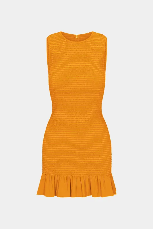 Shirred Ruffle Zipper Tank Sleeveless Mini Dress sold by Micas