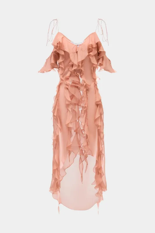 Chiffon Ruffle Slip Sleeveless Maxi Dress sold by Micas