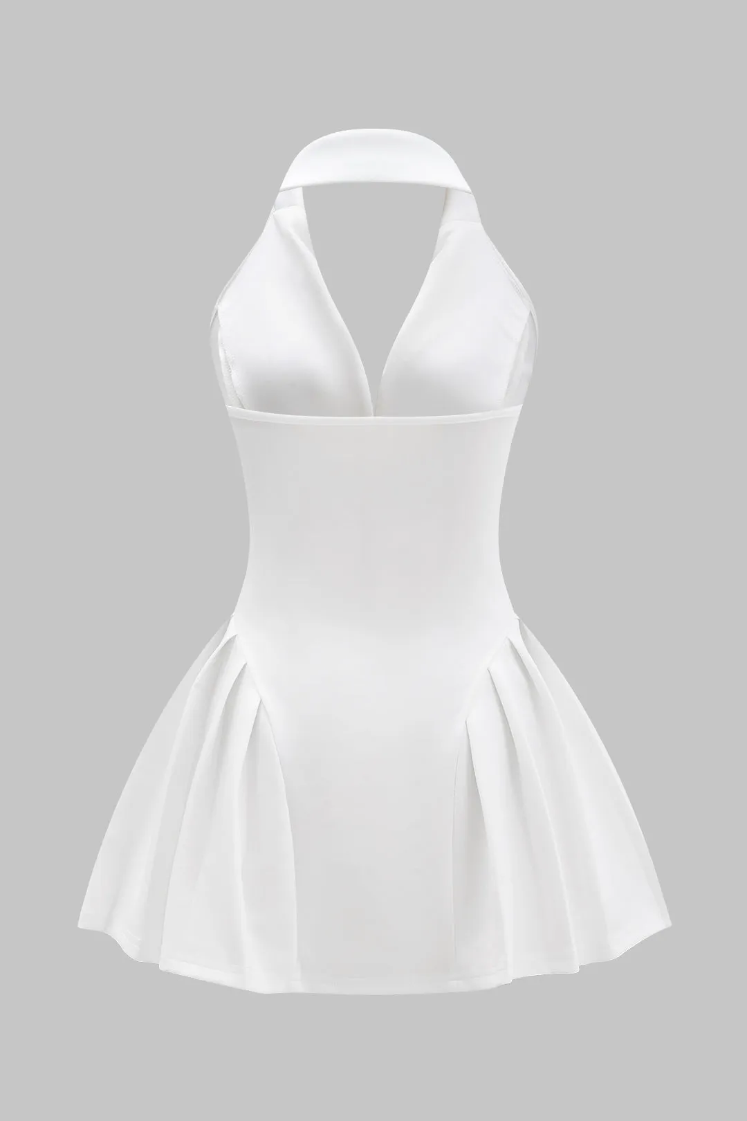 Halter hals knap ruffle ærmeløs mini kjole sold by Micas product image thumbnail 2