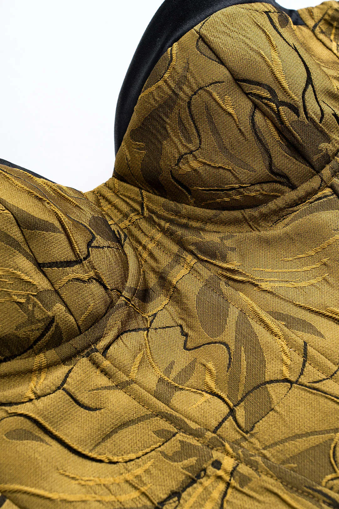 Satin Jacquard Zipper Slip Patchwork Bustier Cami Top sold by Micas product image thumbnail 3