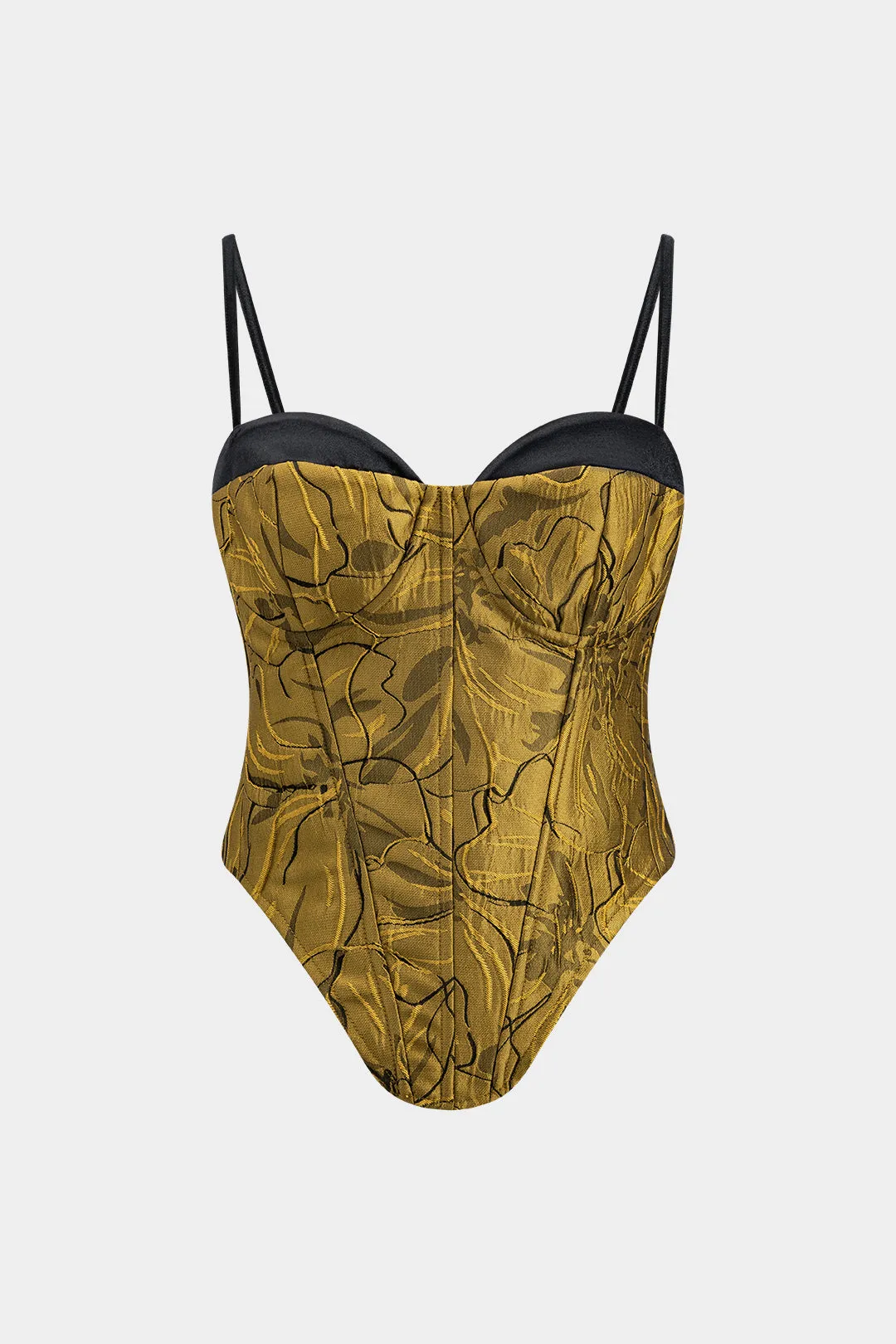 Satin Jacquard Zipper Slip Patchwork Bustier Cami Top sold by Micas