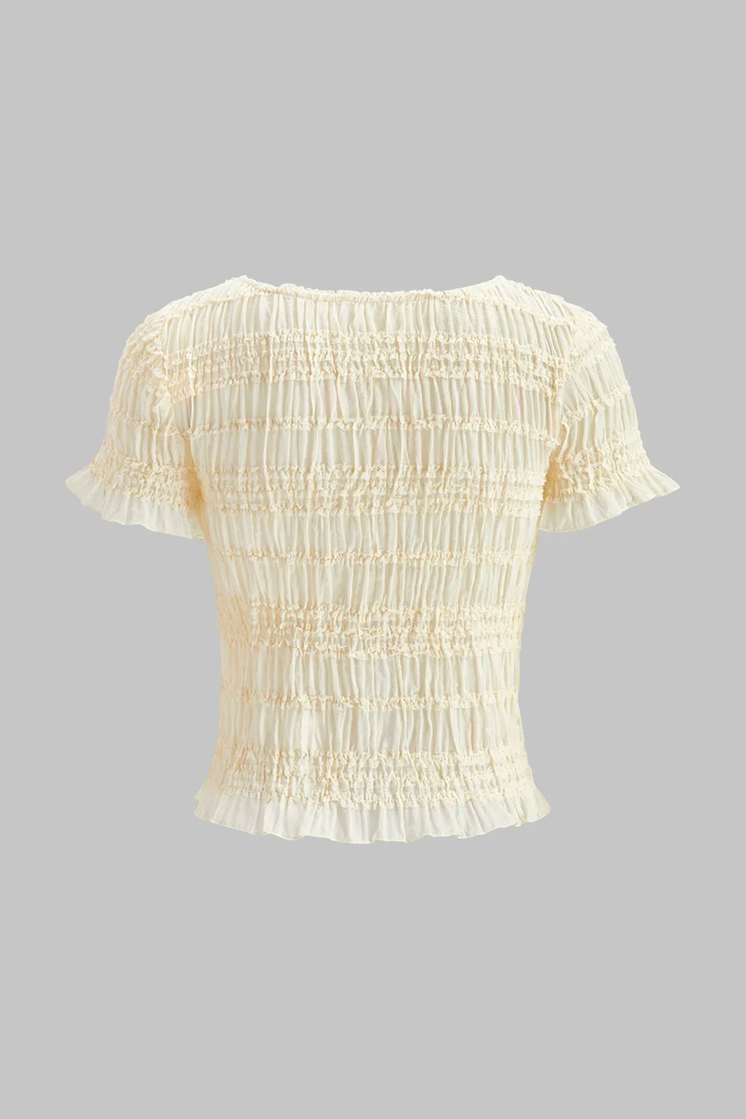 Chiffon shirred ruched kortærmet top og nederdel sæt sold by Micas product image thumbnail 3