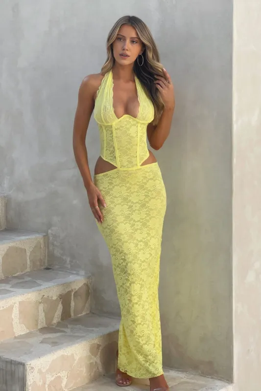 Jacquard Corset Hollow Out Top and Skirt Set sold by Micas