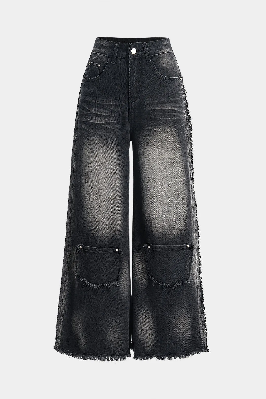 Denim falmede brede benlomme jeans sold by Micas