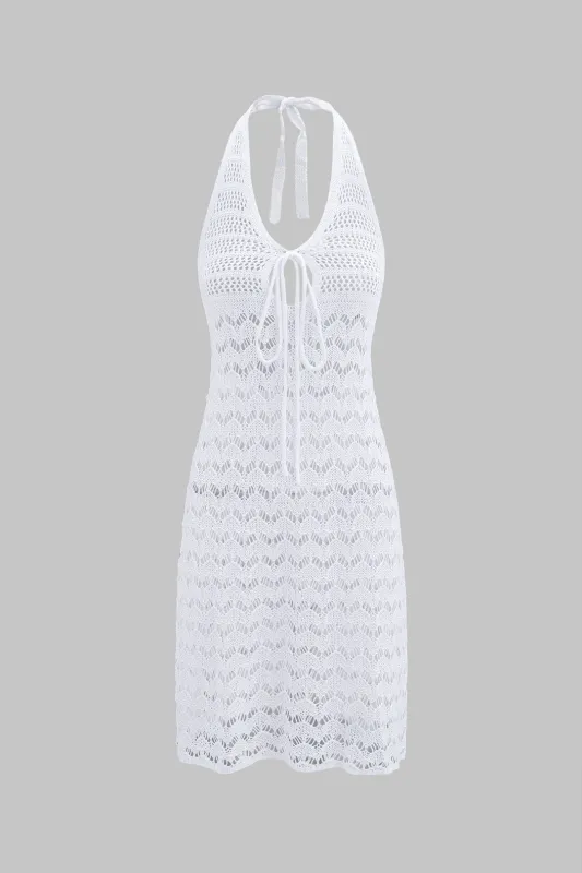 Tie-up slip udskåret v-hals midi kjole sold by Micas