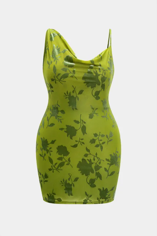 Plus Size Jacquard Mesh Slip Asymmetrical Sleeveless Mini Dress sold by Micas