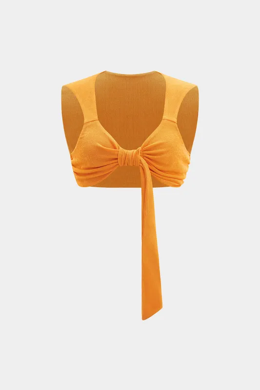 Bow Tie-up V-hals tank top sold by Micas