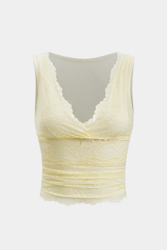 Bueindretning blonder trim V-hals tank top sold by Micas