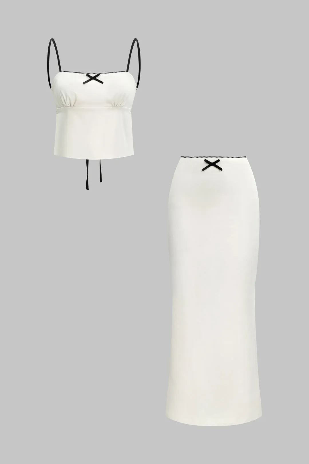 Satin slips tilbage bagfra cami top og spalte nederdel sæt sold by Micas