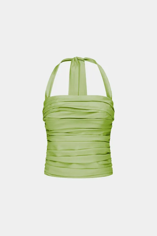 Halter Neck Pleated Zipper Sleeveless Tank Top sold by Micas
