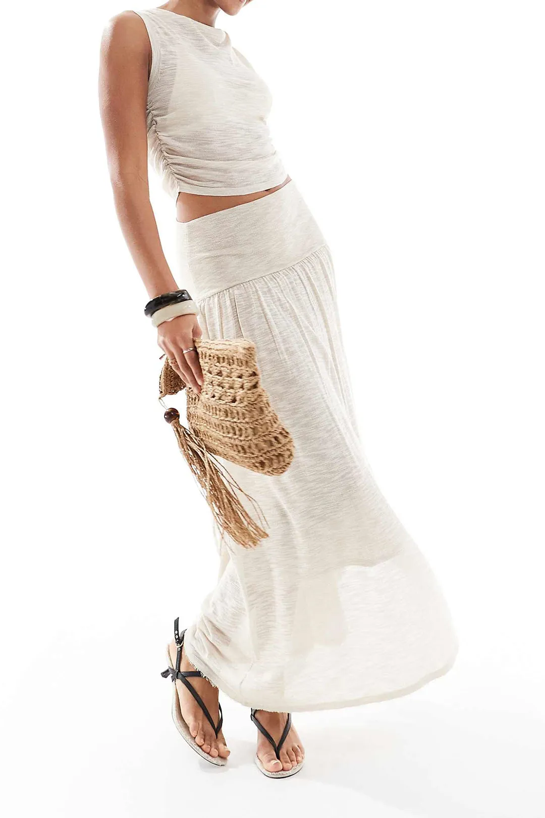 Linen Ruched Tank Top And Skirt Set sold by Micas product image thumbnail 2