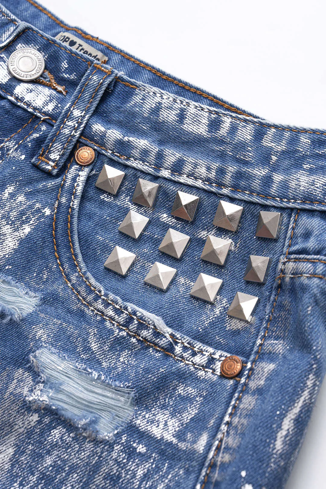 Denim metallisk høj talje besat shorts sold by Micas product image thumbnail 3