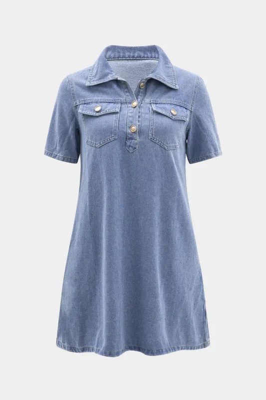 Denim kort ærme kjole sold by Micas