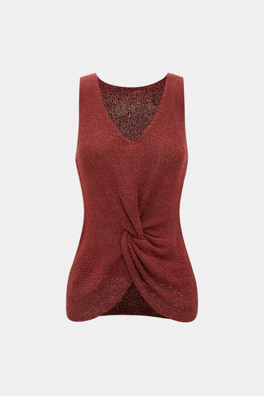 Knit Twist Knot V-Neck Tank Top sold by Micas