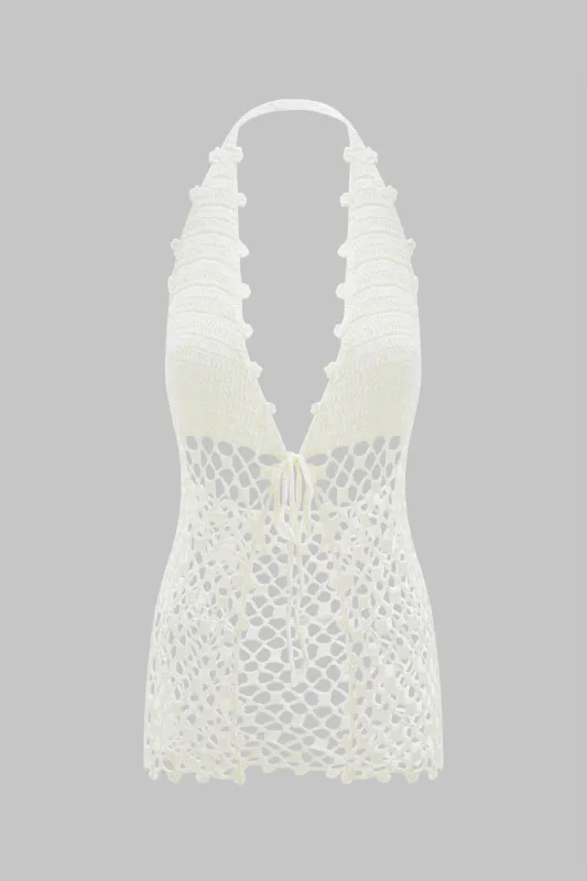 Strikbånd foran V-hals halter hals hule ud tank top sold by Micas