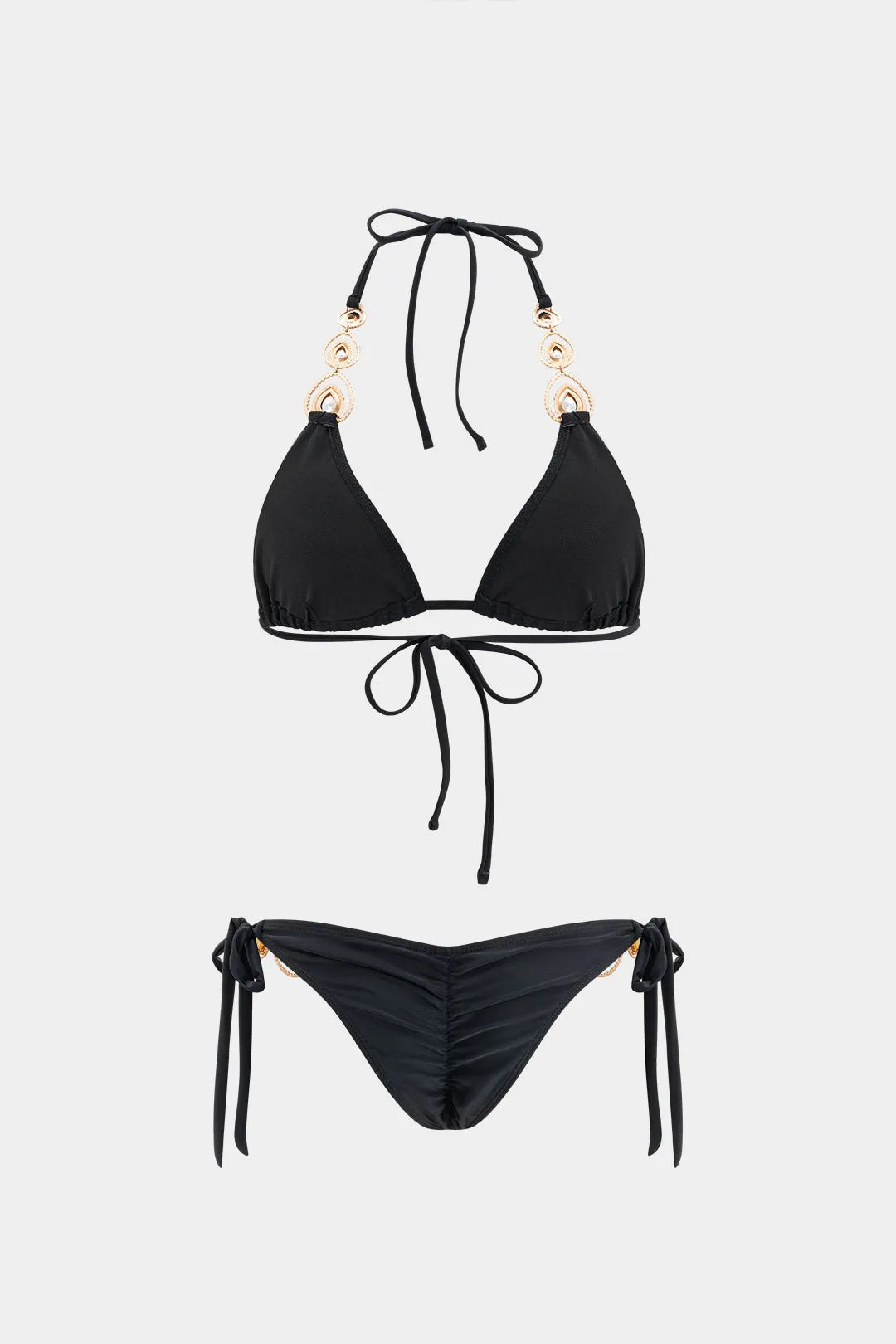 Knoted halter hals slips tilbage Mentallic Decor Strappy Bikini Set sold by Micas product image thumbnail 2