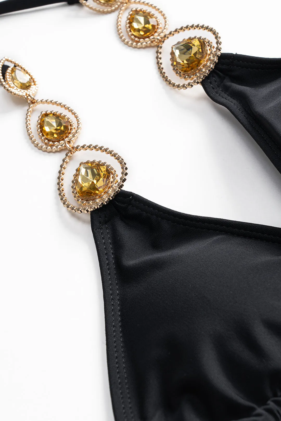 Knoted halter hals slips tilbage Mentallic Decor Strappy Bikini Set sold by Micas product image thumbnail 3