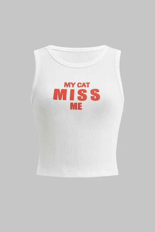Brevprint ærmeløs tank top sold by Micas