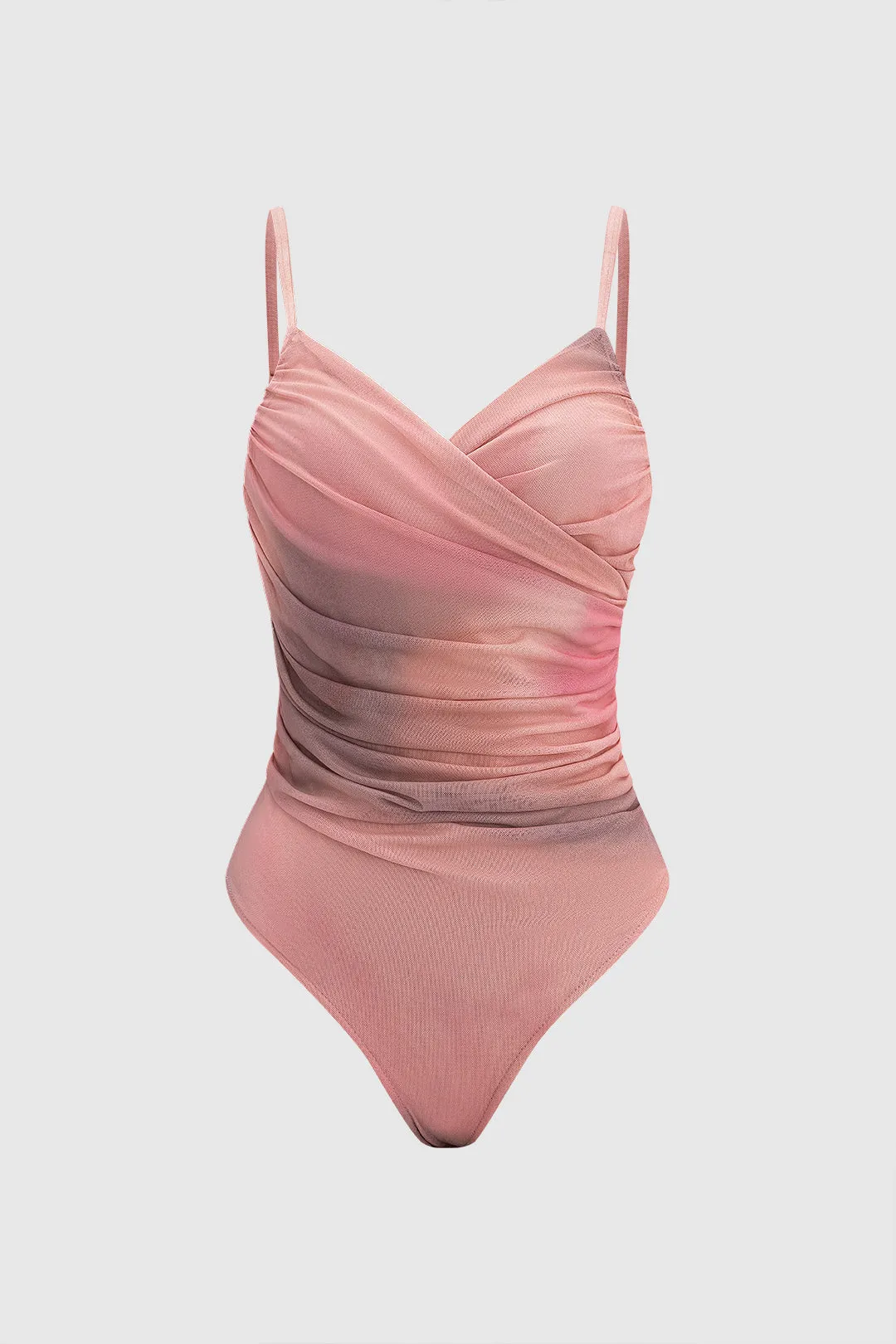 Ombre v-hals mesh ærmeløs slip bodysuit sold by Micas